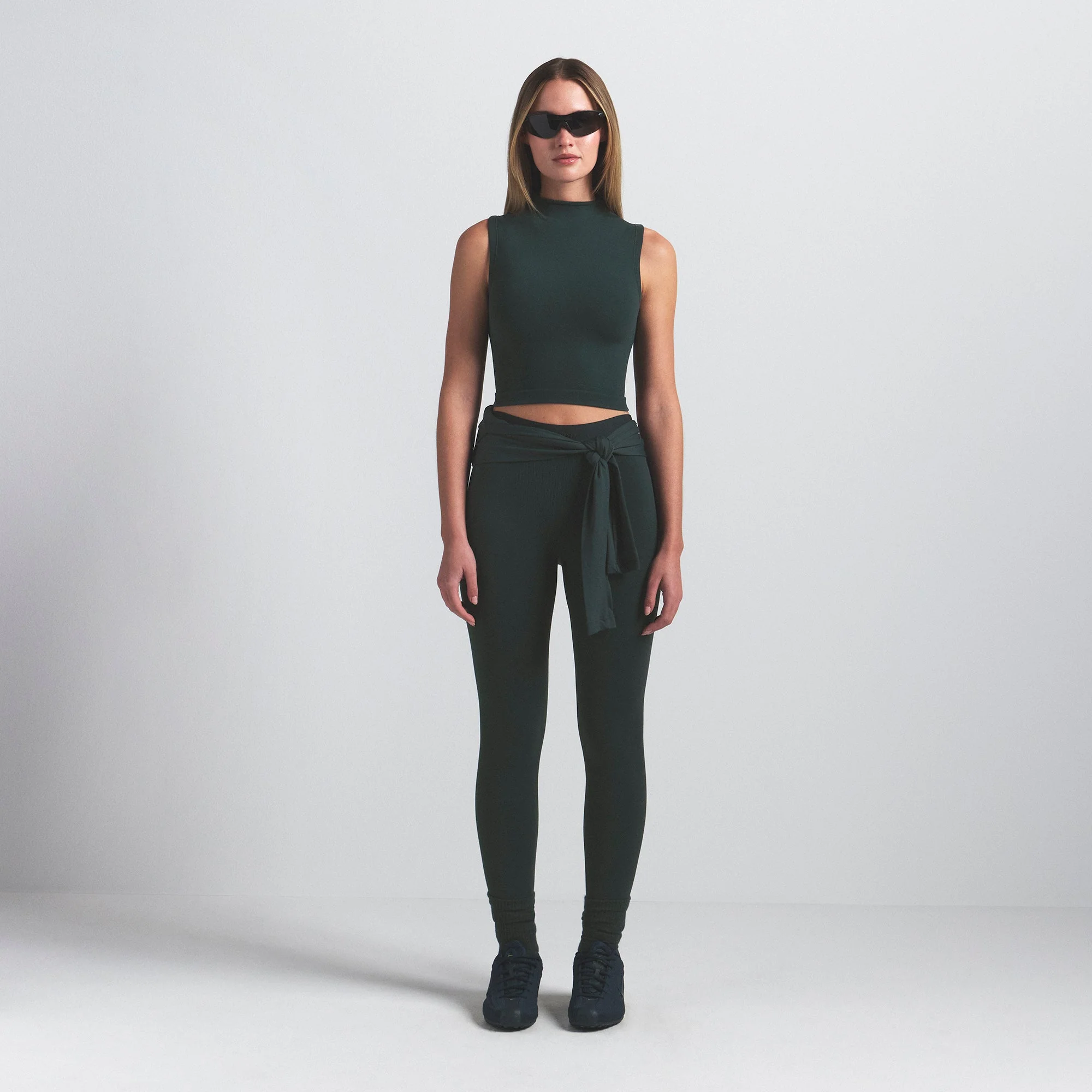 NikeSKIMS VINTAGE SEAMLESS MOCK NECK BRA TOP | DARK TEAL - Image 5