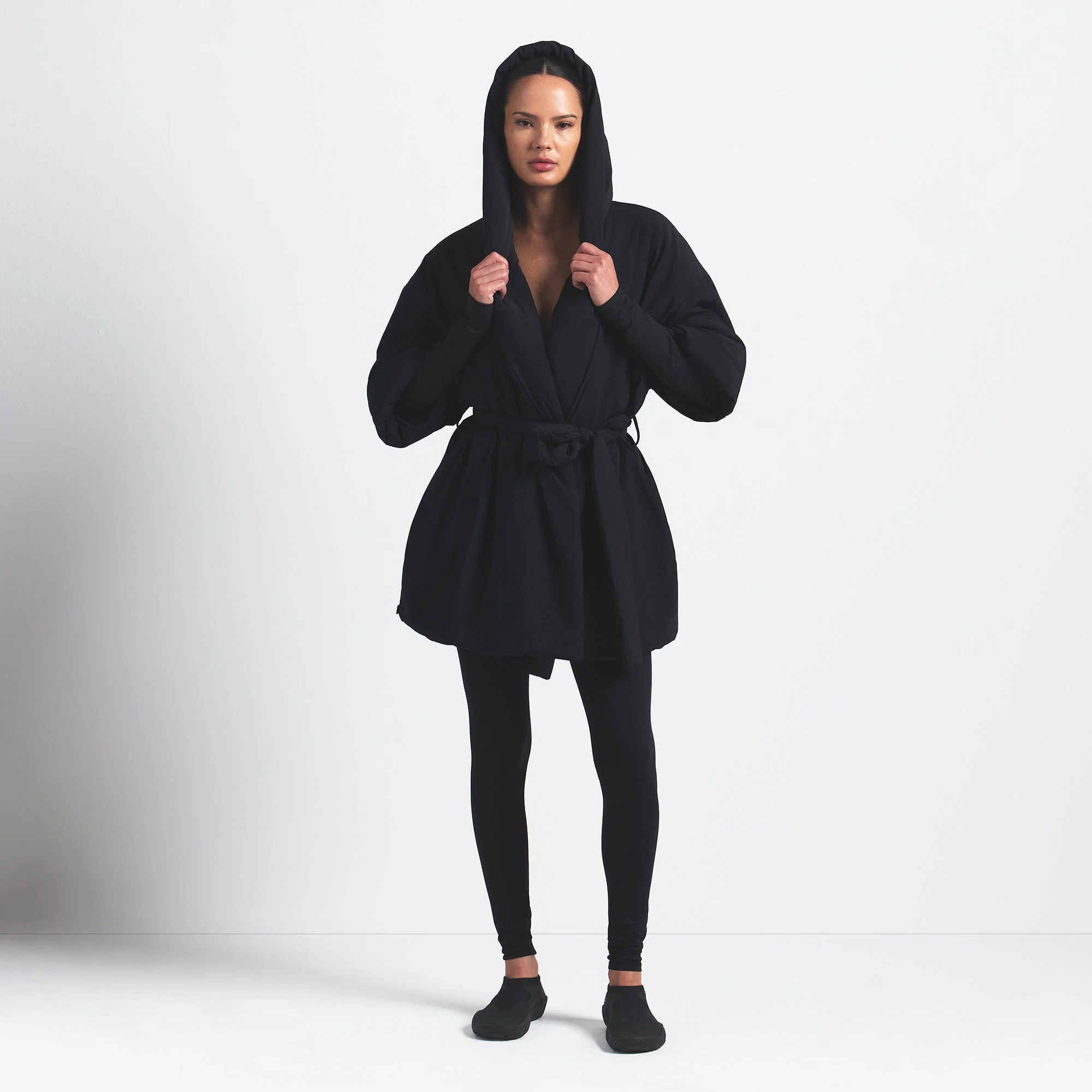 NikeSKIMS WOVEN NYLON WRAP COAT | OBSIDIAN - Image 4