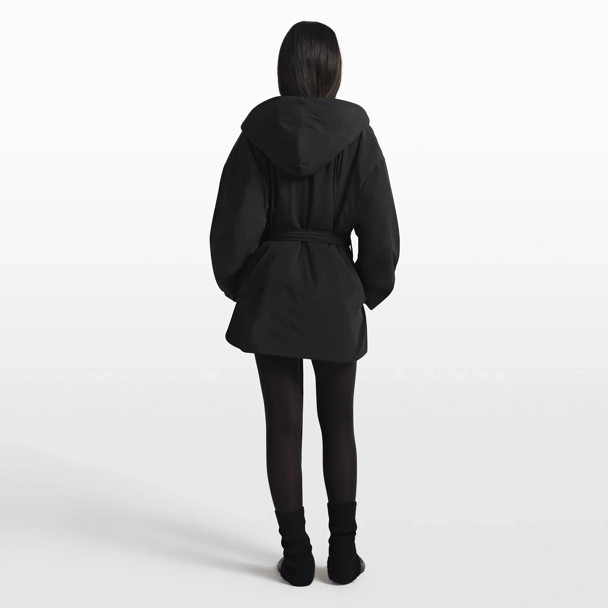 NikeSKIMS WOVEN NYLON WRAP COAT | OBSIDIAN - Image 6