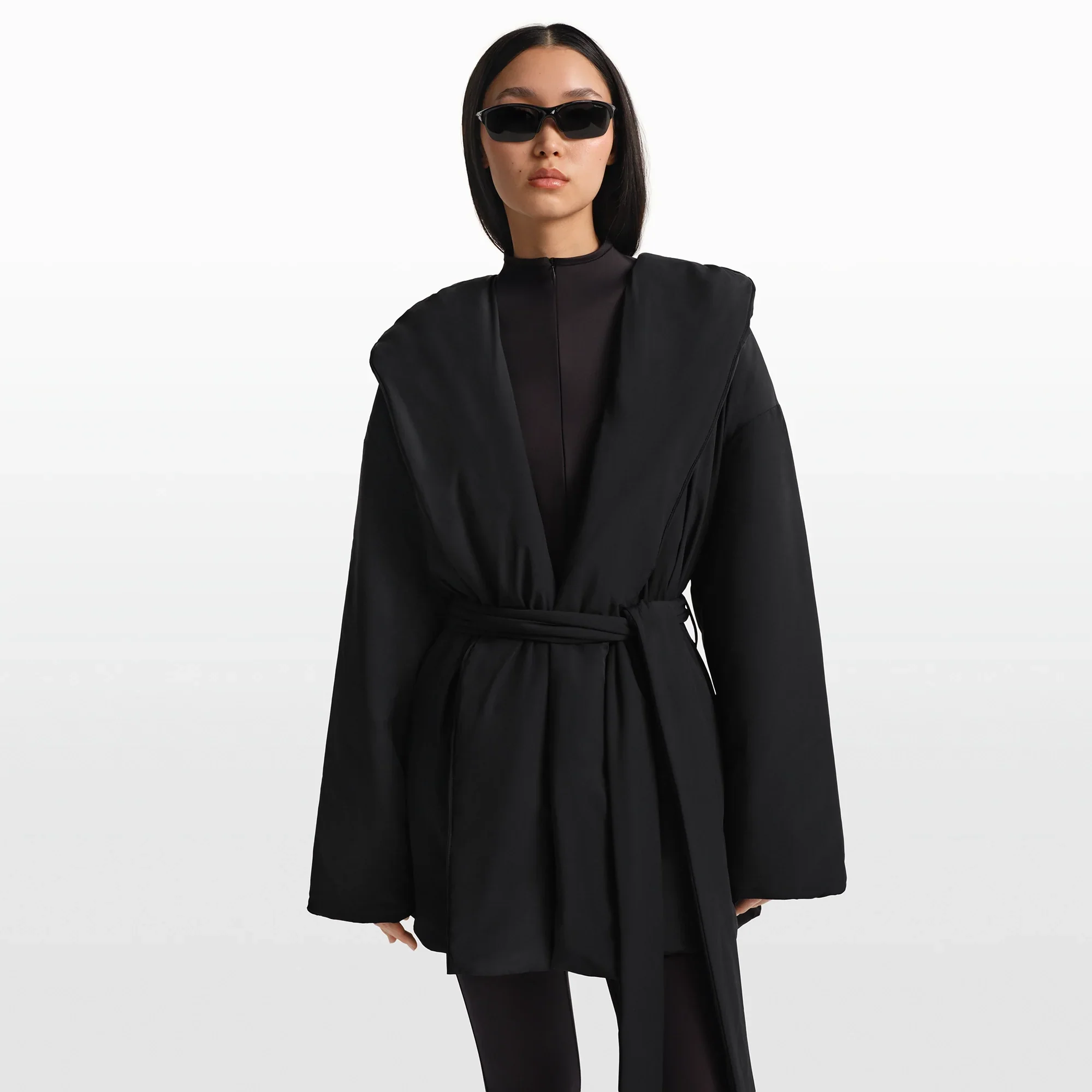 NikeSKIMS WOVEN NYLON WRAP COAT | OBSIDIAN - Image 8