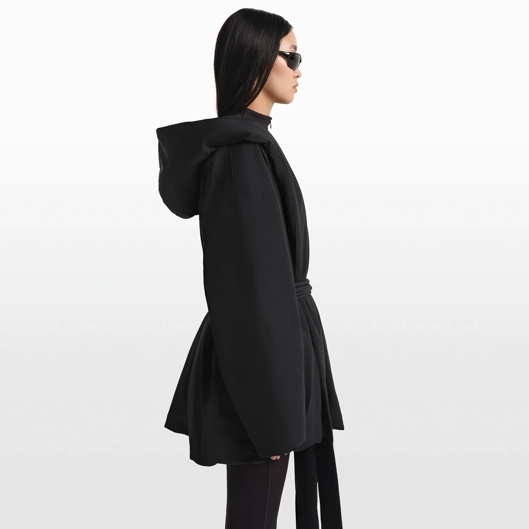 NikeSKIMS WOVEN NYLON WRAP COAT | OBSIDIAN - Image 9