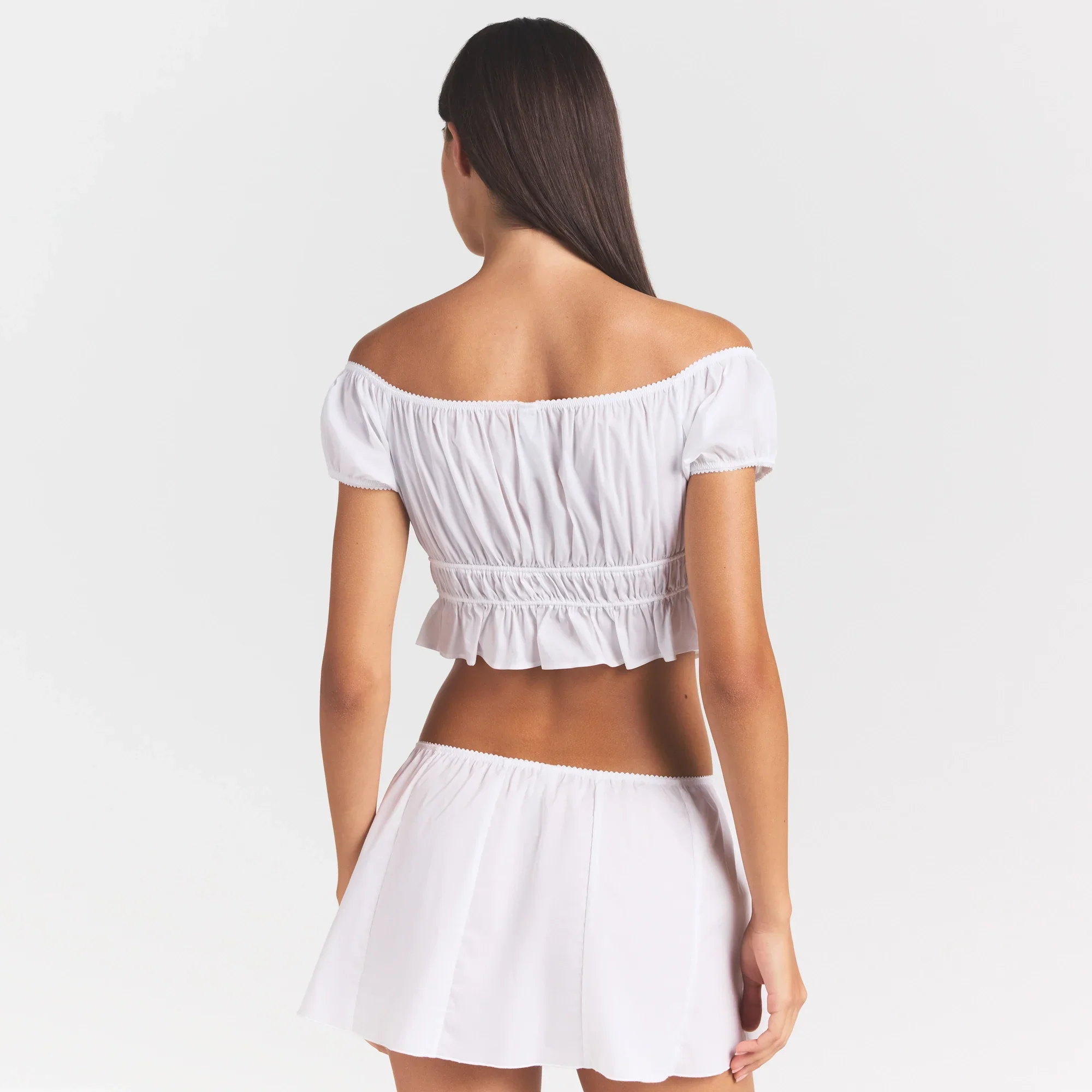 POPLIN APPAREL OFF THE SHOULDER TOP | SNOW - Image 3