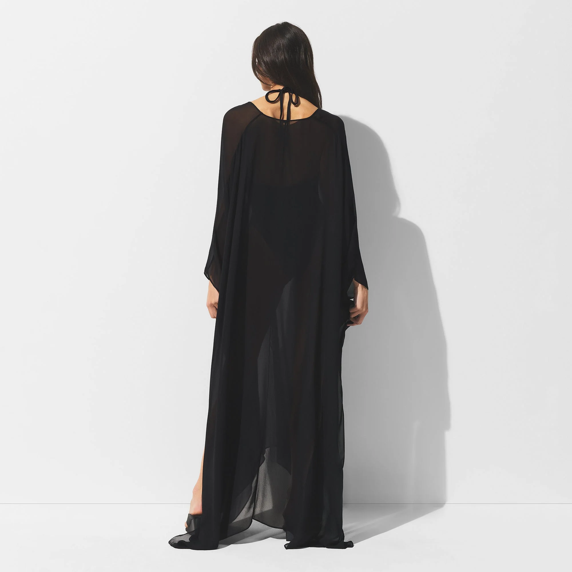 SHEER COVER-UPS LONG KAFTAN | OBSIDIAN - Image 3