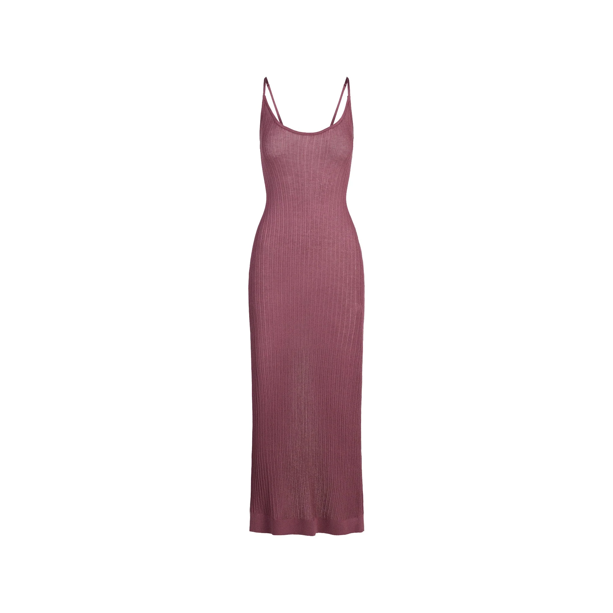 SHEER KNIT LONG CAMI DRESS | BEET - Image 6