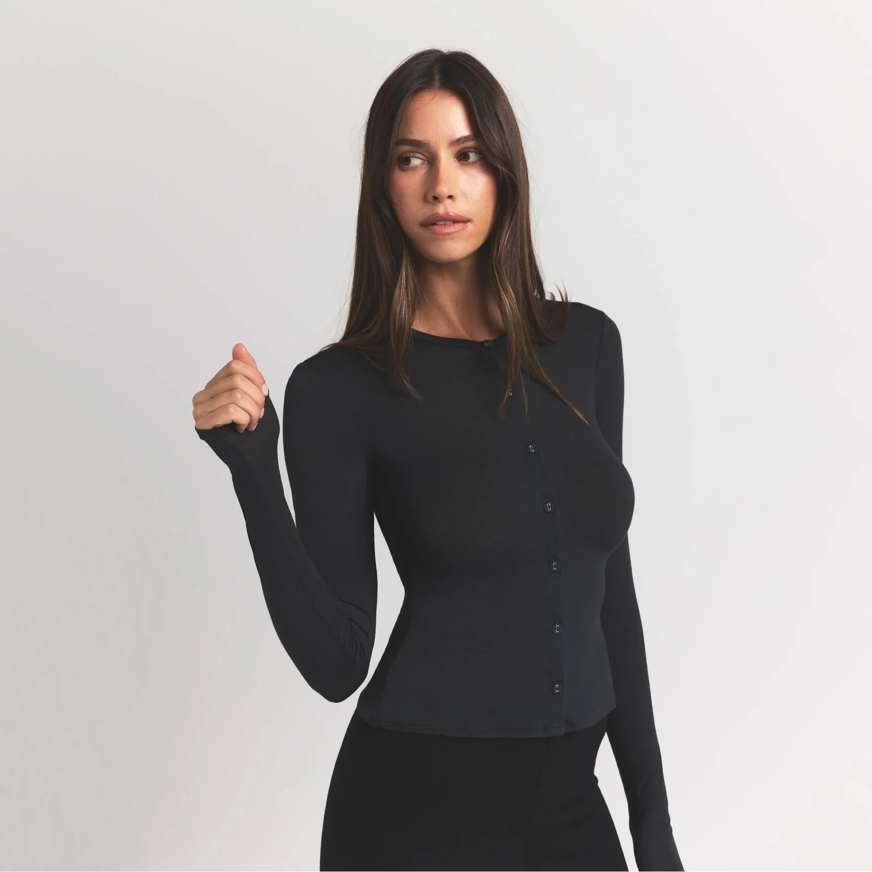 SHEER MODAL CARDIGAN | ONYX - Image 2