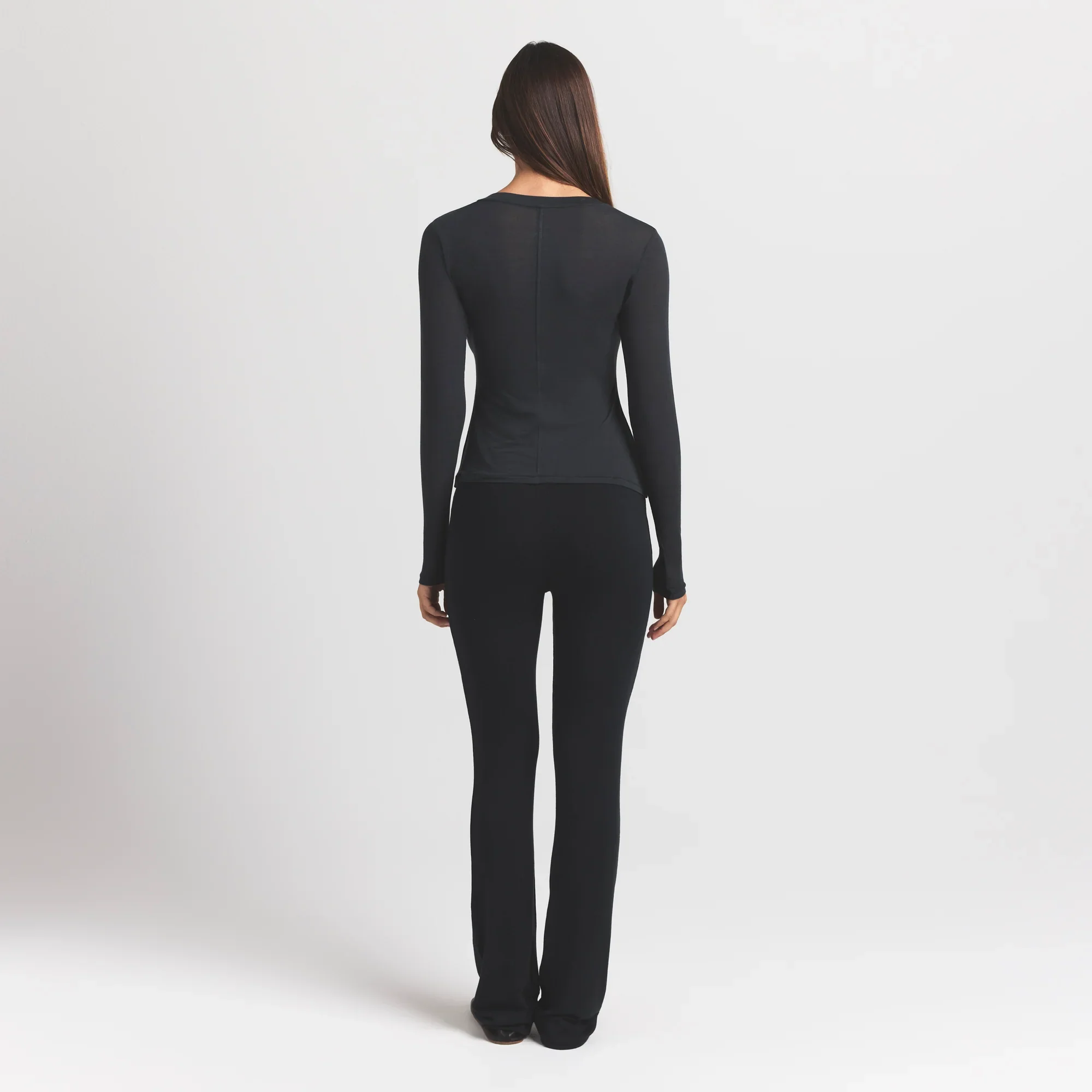 SHEER MODAL CREWNECK HENLEY | ONYX - Image 3