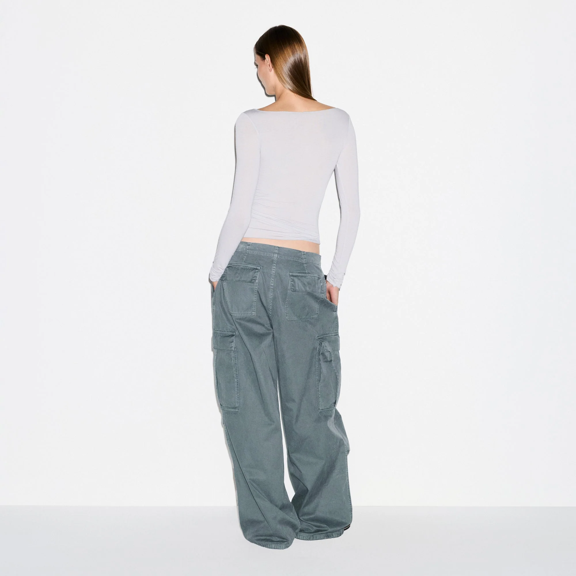SHEER MODAL LONG SLEEVE BOATNECK TOP | MIST - Image 4