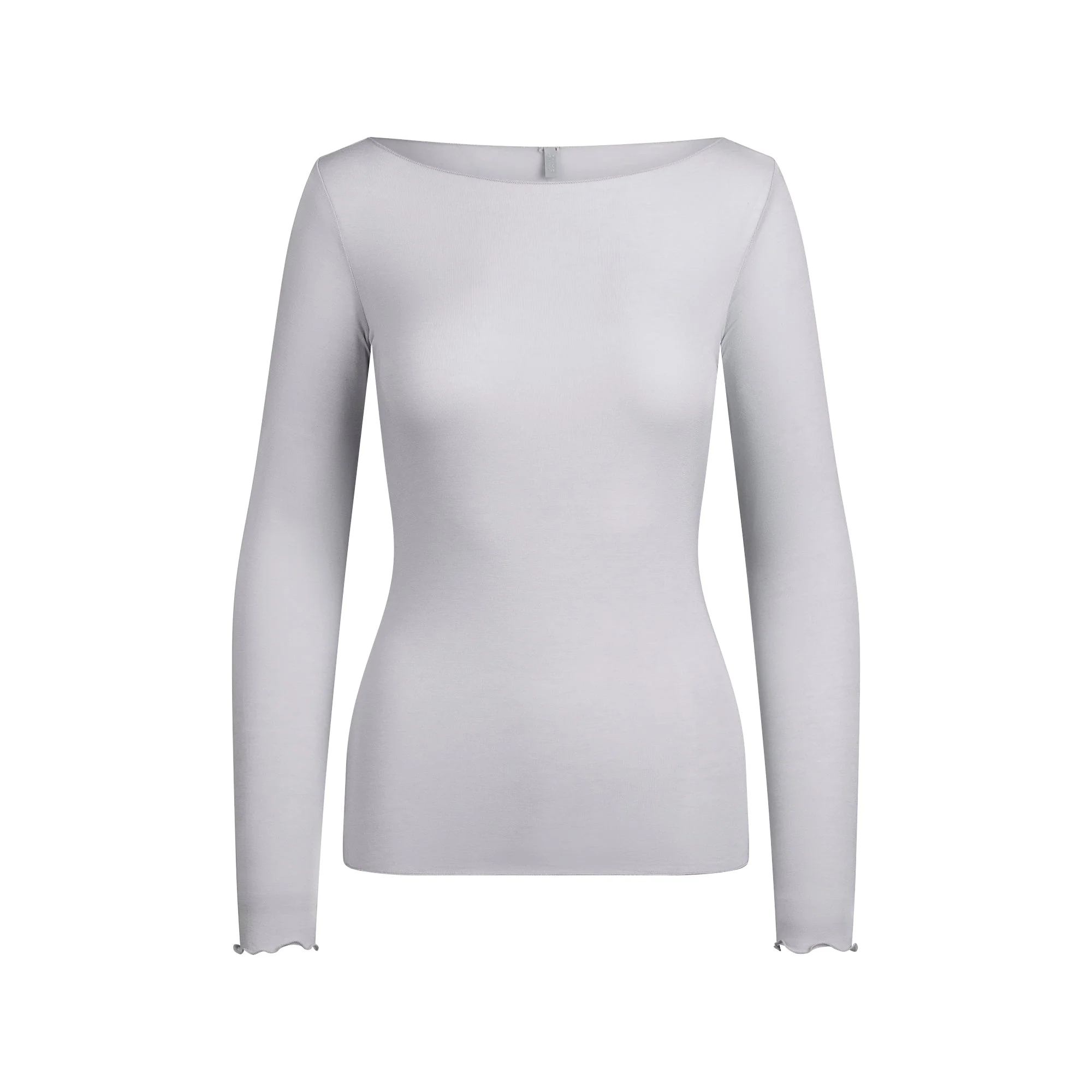 SHEER MODAL LONG SLEEVE BOATNECK TOP | MIST - Image 6