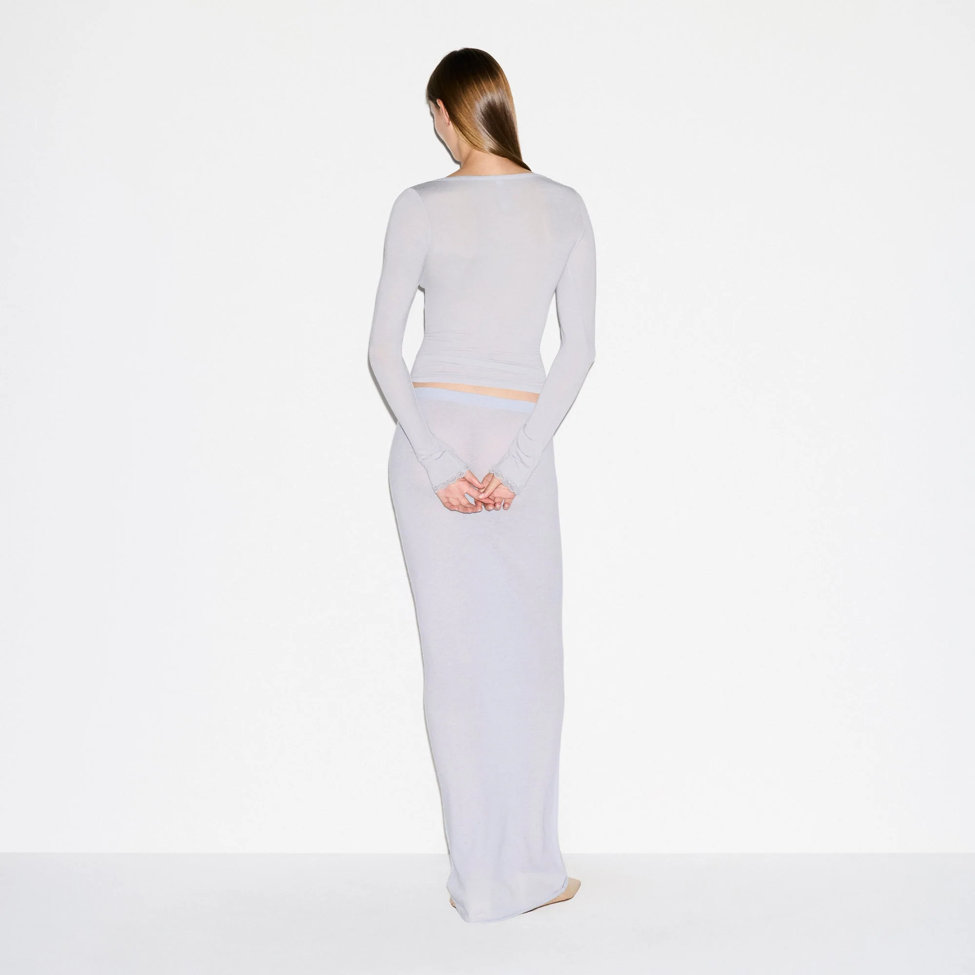 SHEER MODAL LONG SLEEVE HENLEY | MIST - Image 4
