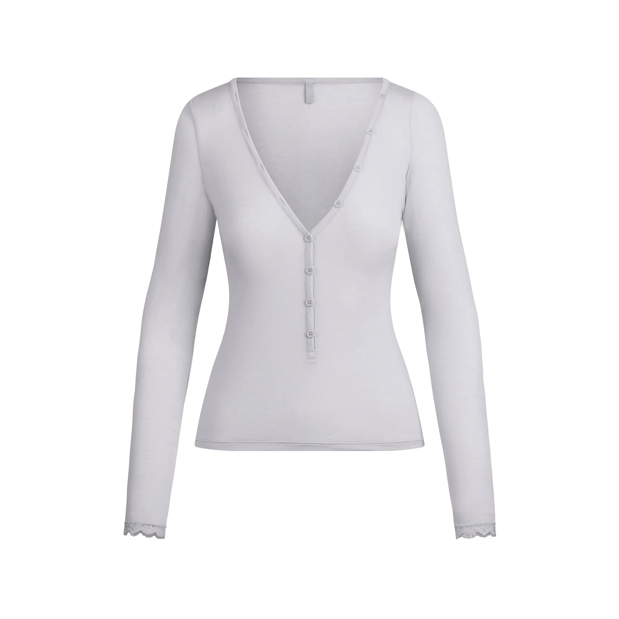 SHEER MODAL LONG SLEEVE HENLEY | MIST - Image 6