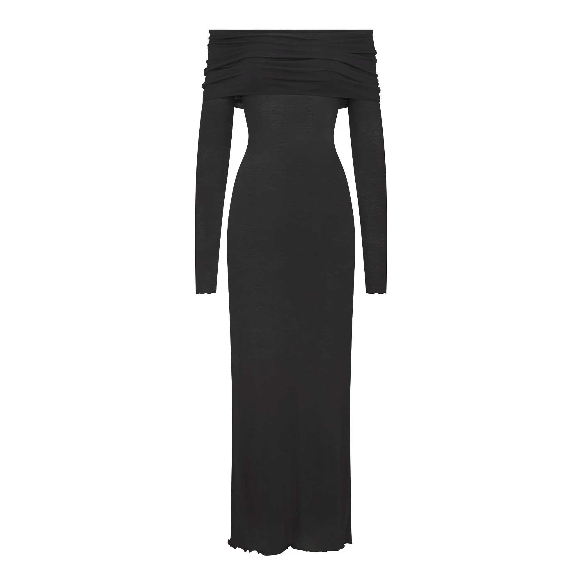 SHEER MODAL OFF SHOULDER LONG DRESS | ONYX - Image 7
