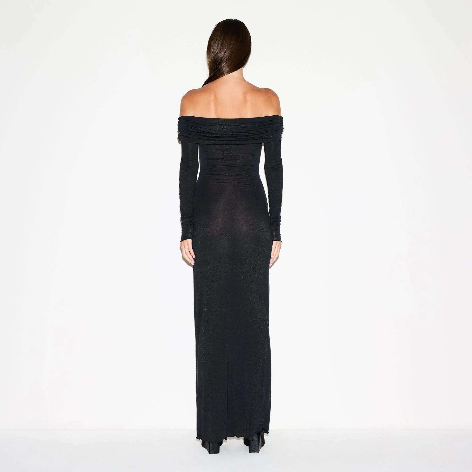 SHEER MODAL OFF THE SHOULDER LONG DRESS | ONYX - Image 5