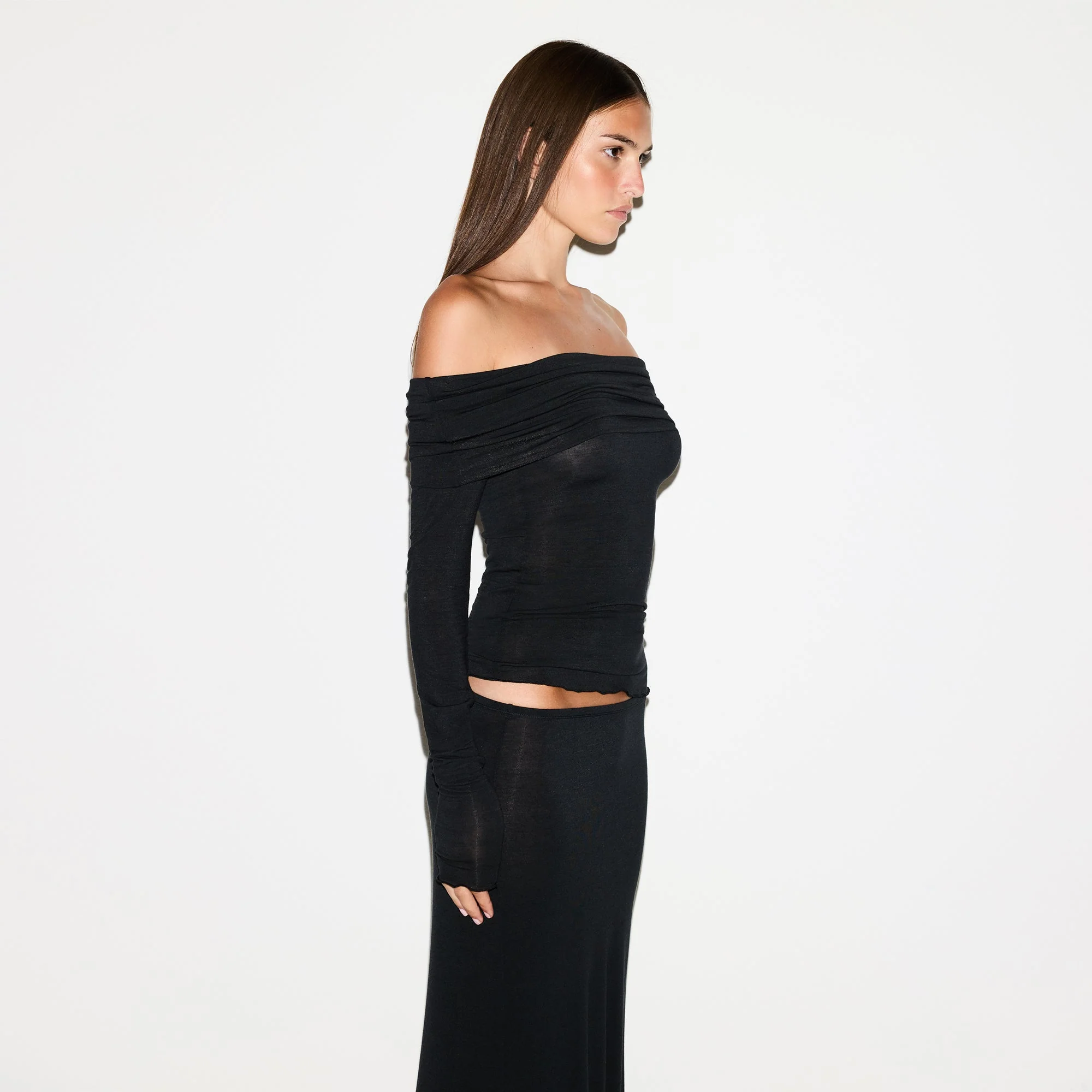 SHEER MODAL OFF THE SHOULDER TOP | ONYX - Image 3