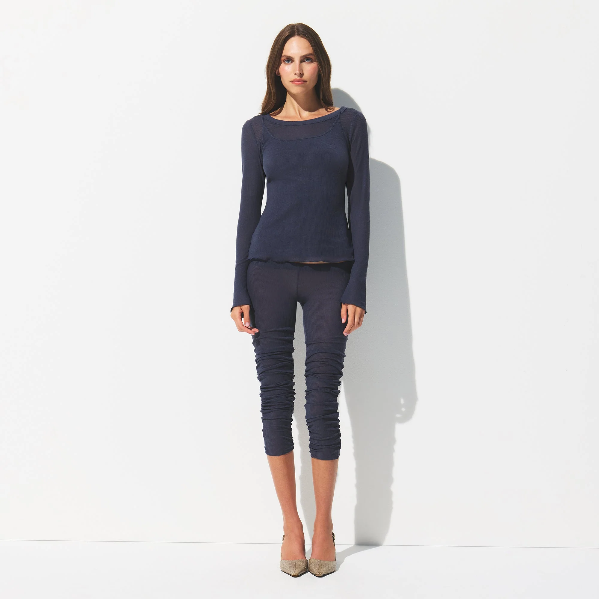 SHEER RIB LONG SLEEVE WIDE CREW | SLEET - Image 2