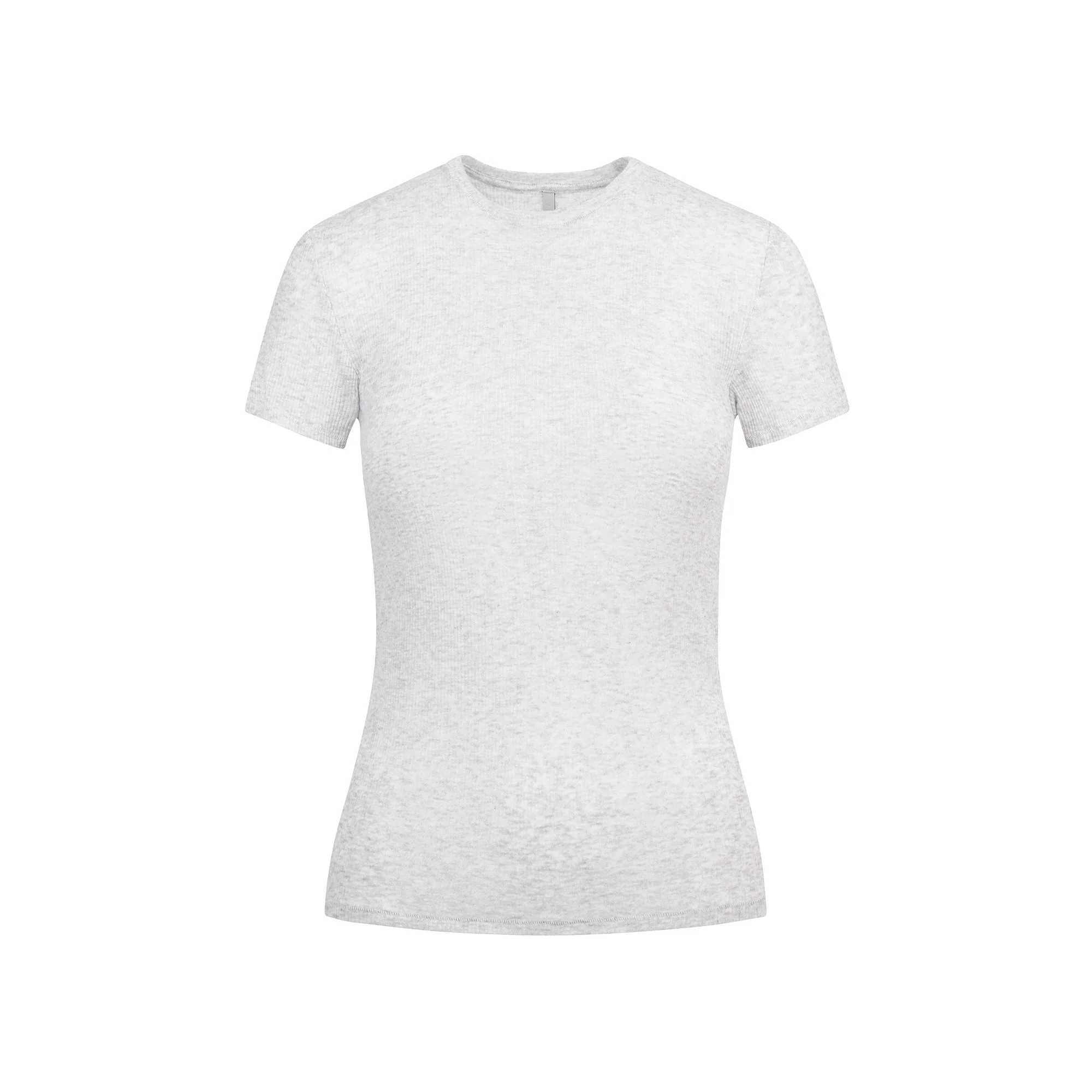 SHEER RIB T-SHIRT | LIGHT HEATHER GREY - Image 5