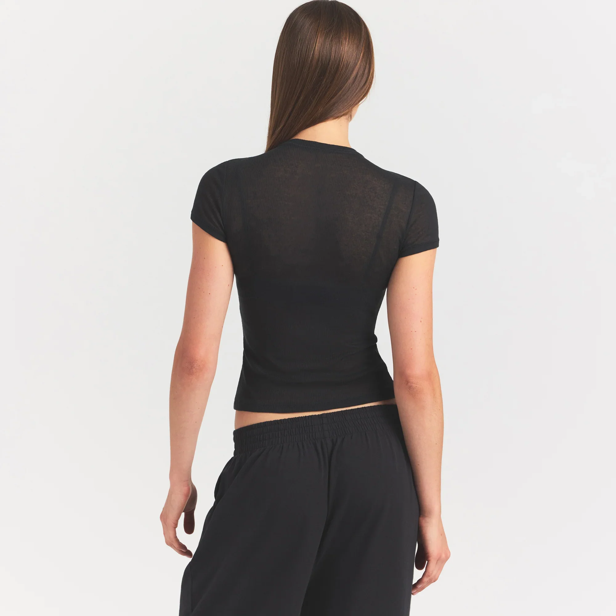 SHEER RIB T-SHIRT | SOOT - Image 3