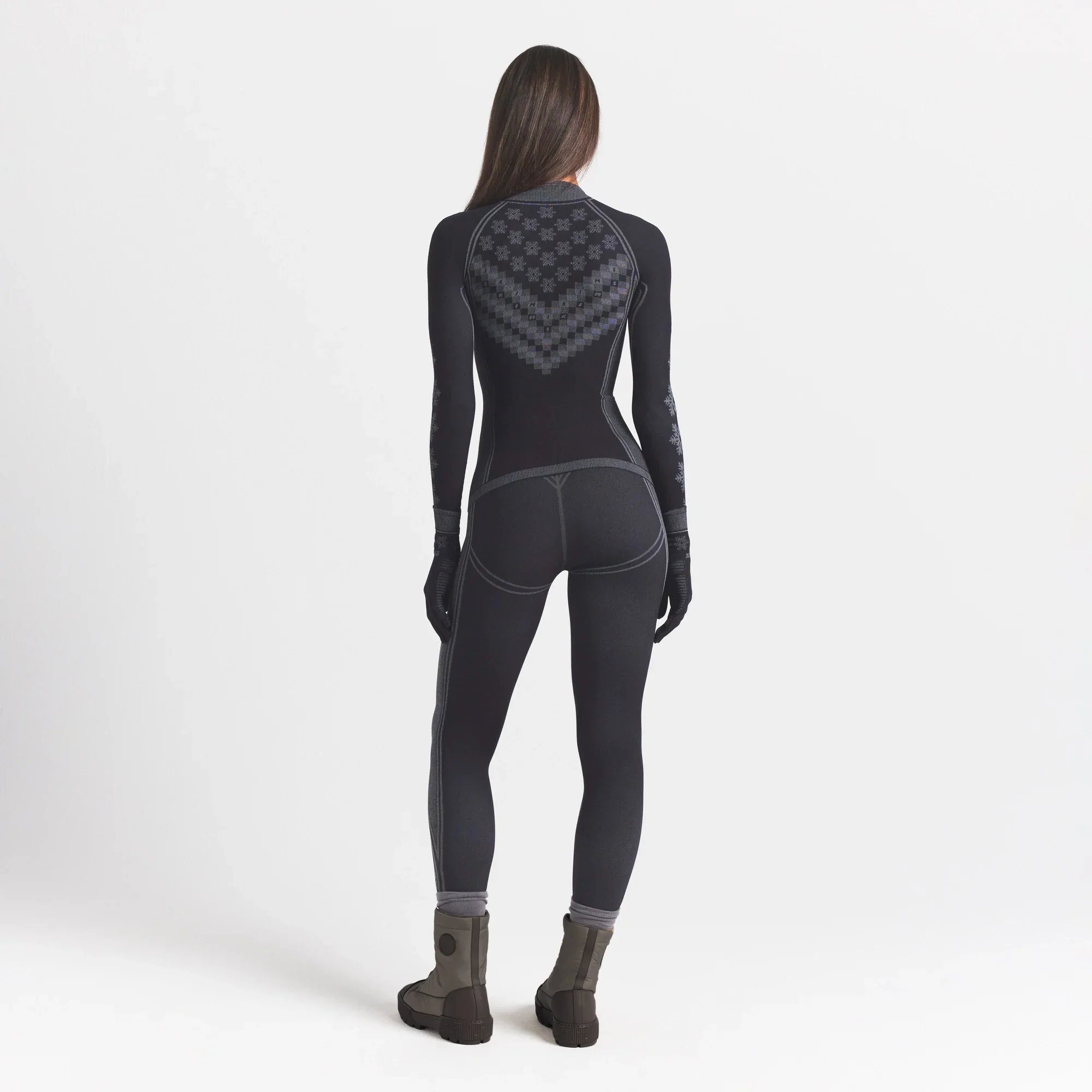 SKIMS FIRST LAYERS HALF ZIP LONG SLEEVE | OBSIDIAN WINTER FAIR ISLE - Image 3