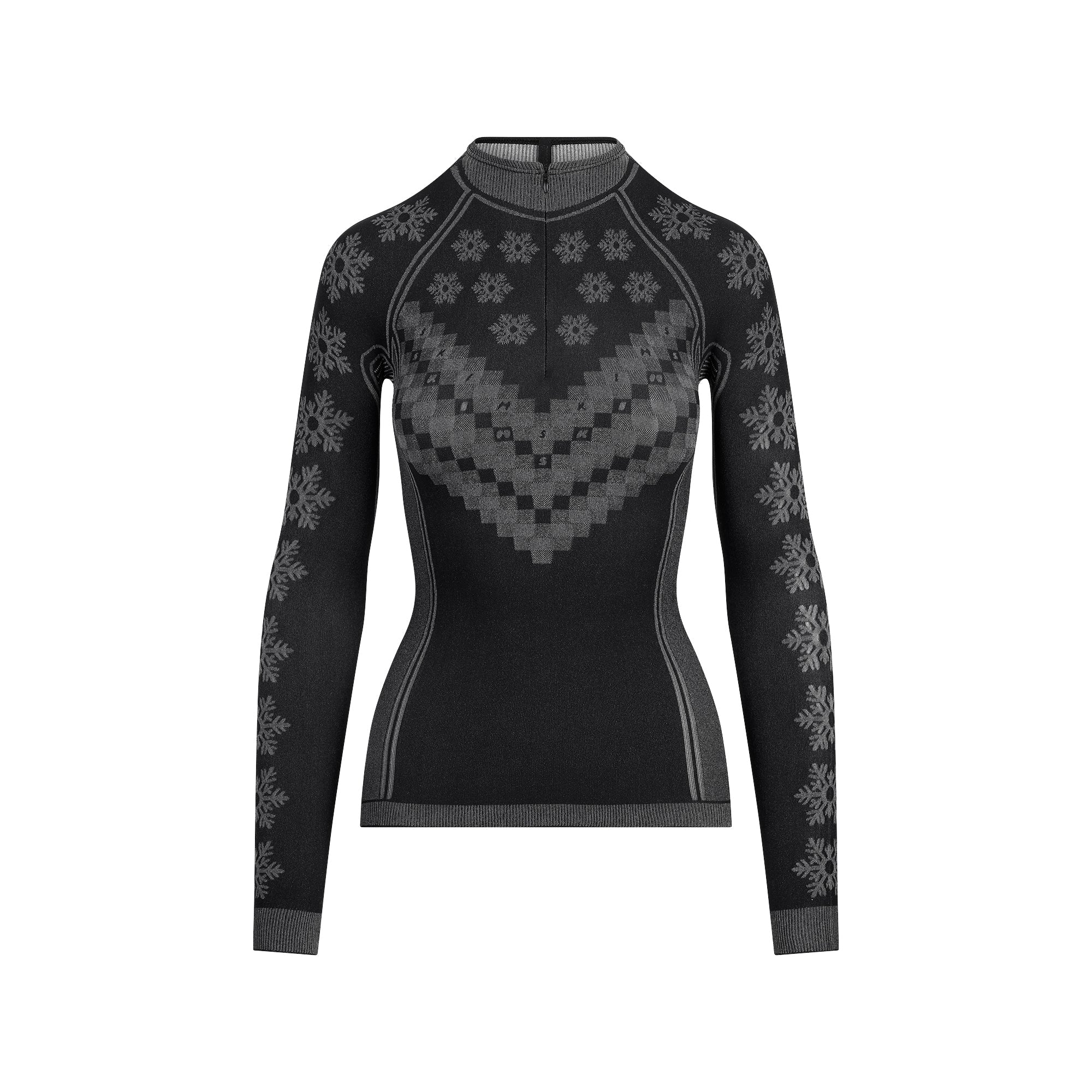 SKIMS FIRST LAYERS HALF ZIP LONG SLEEVE | OBSIDIAN WINTER FAIR ISLE - Image 4