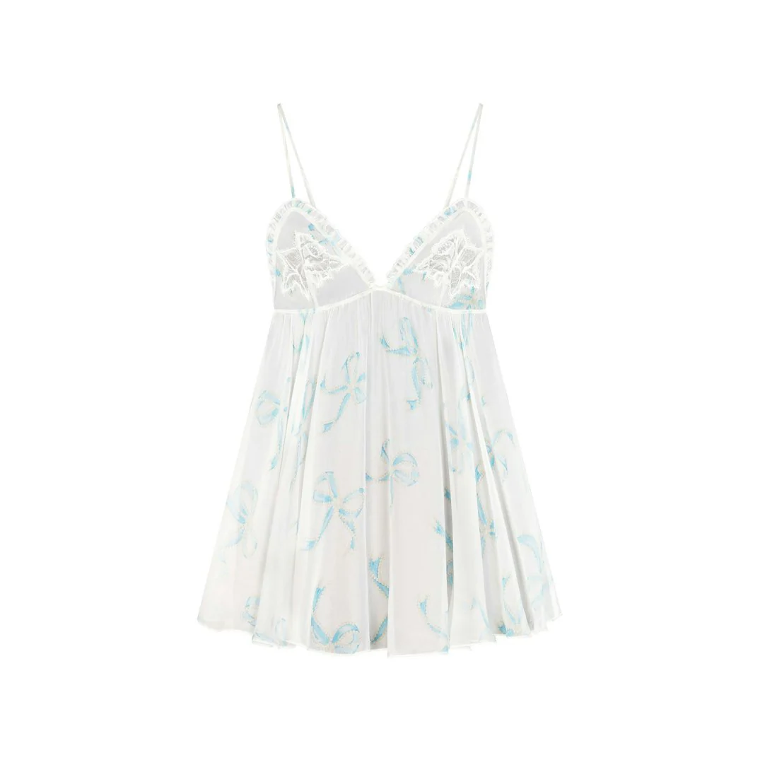 SKIMS ROMANCE BABYDOLL SLIP | IVORY PEARL BOWS PRINT - Image 5