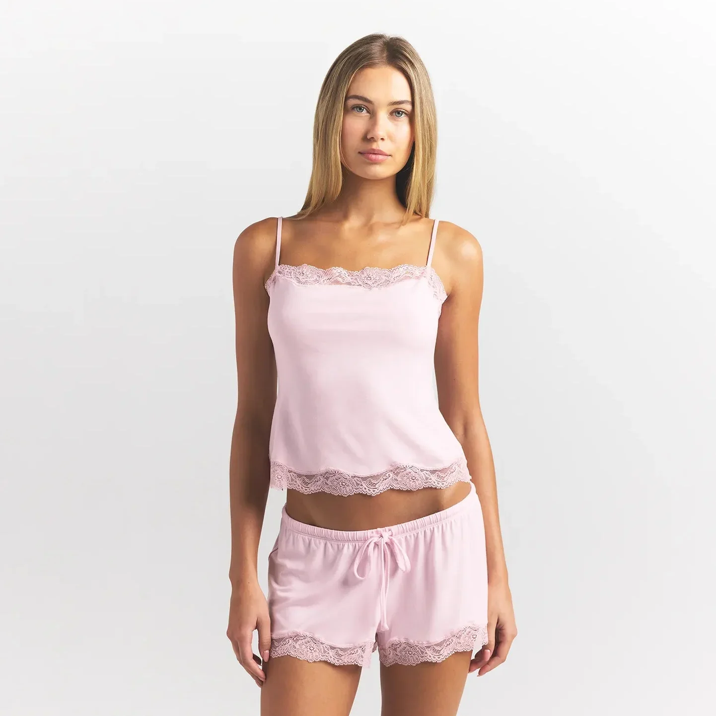 SKIMS SLEEP LACE CAMI AND SHORT SET | BLOOM - Image 2