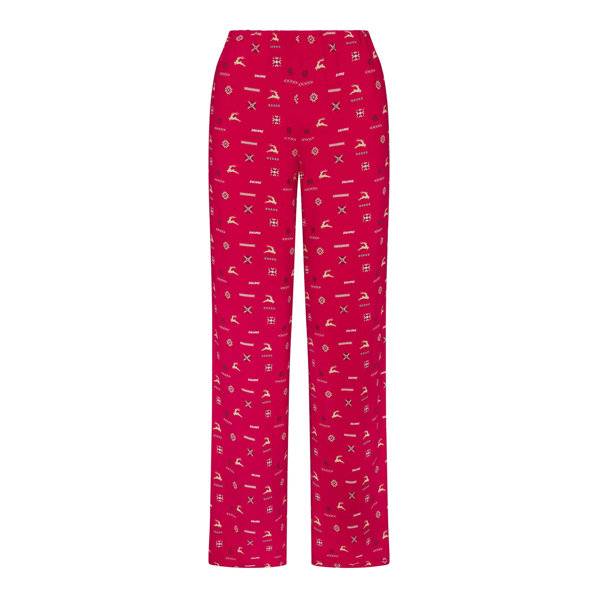 SKIMS SLEEP LONG SLEEVE BUTTON UP SET | CRANBERRY VINTAGE DEER PRINT - Image 5