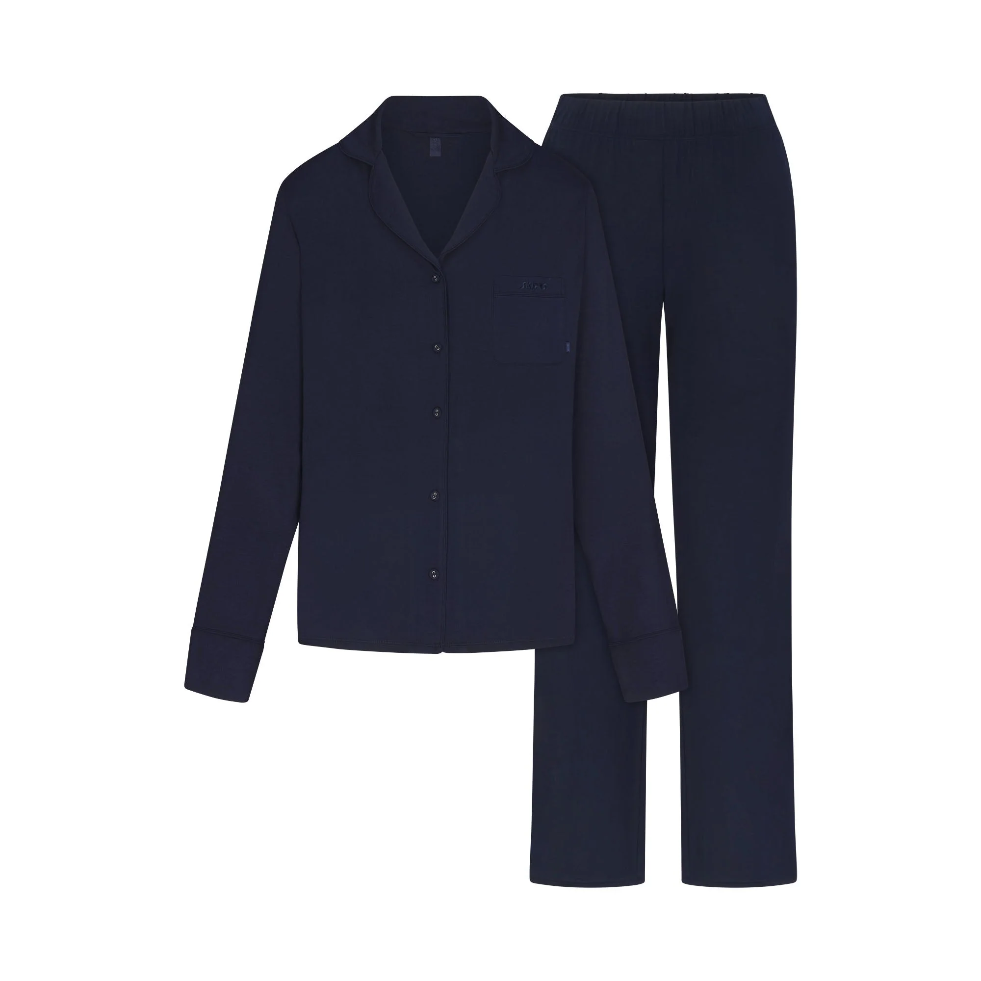 SKIMS SLEEP LONG SLEEVE BUTTON UP SET | NAVY - Image 5