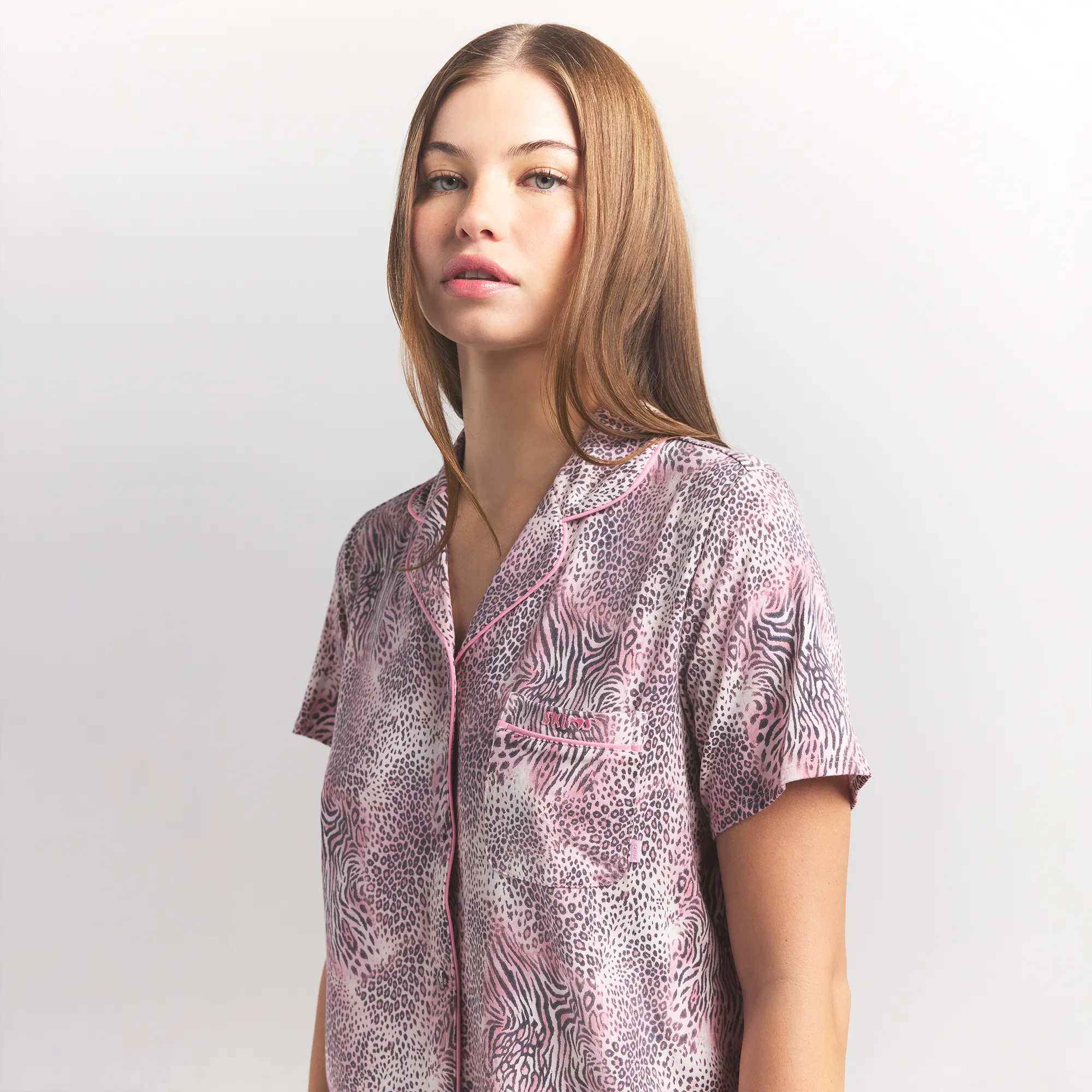 SKIMS SLEEP SHORT SLEEVE BUTTON UP SET | BLOOM MINI MULTI ANIMAL - Image 2