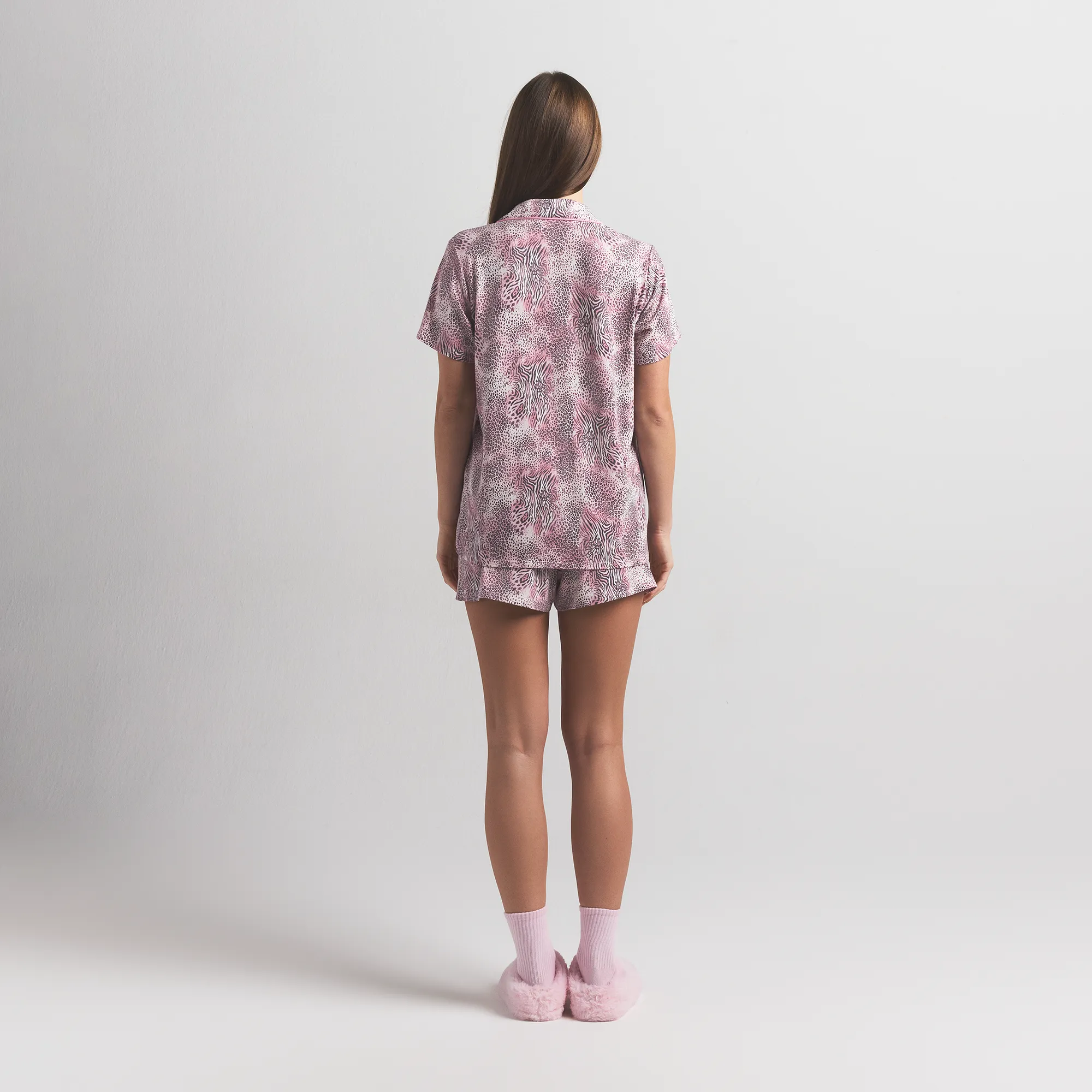 SKIMS SLEEP SHORT SLEEVE BUTTON UP SET | BLOOM MINI MULTI ANIMAL - Image 3