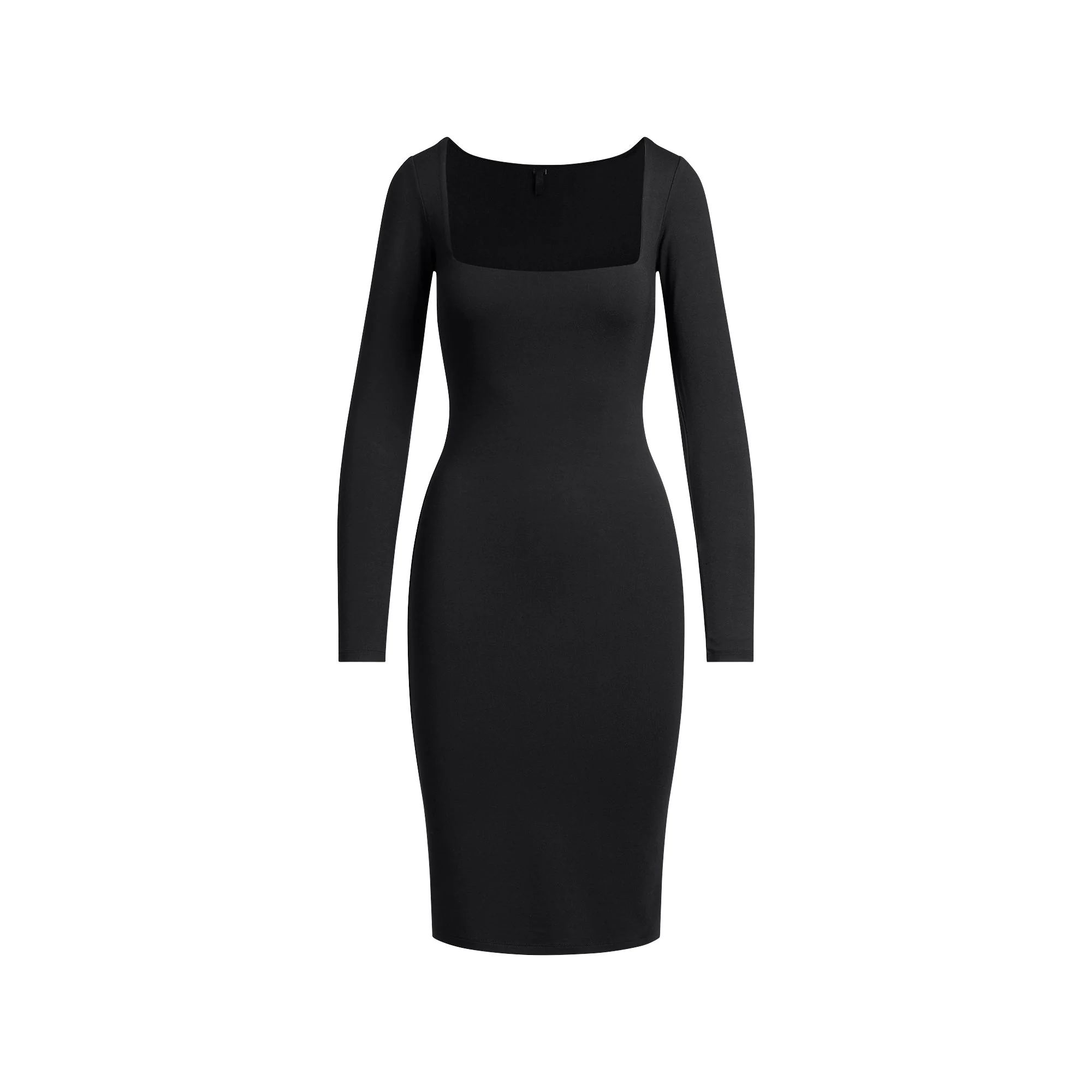 SMOOTH LAYERS SQUARE NECK MIDI DRESS | OBSIDIAN - Image 6