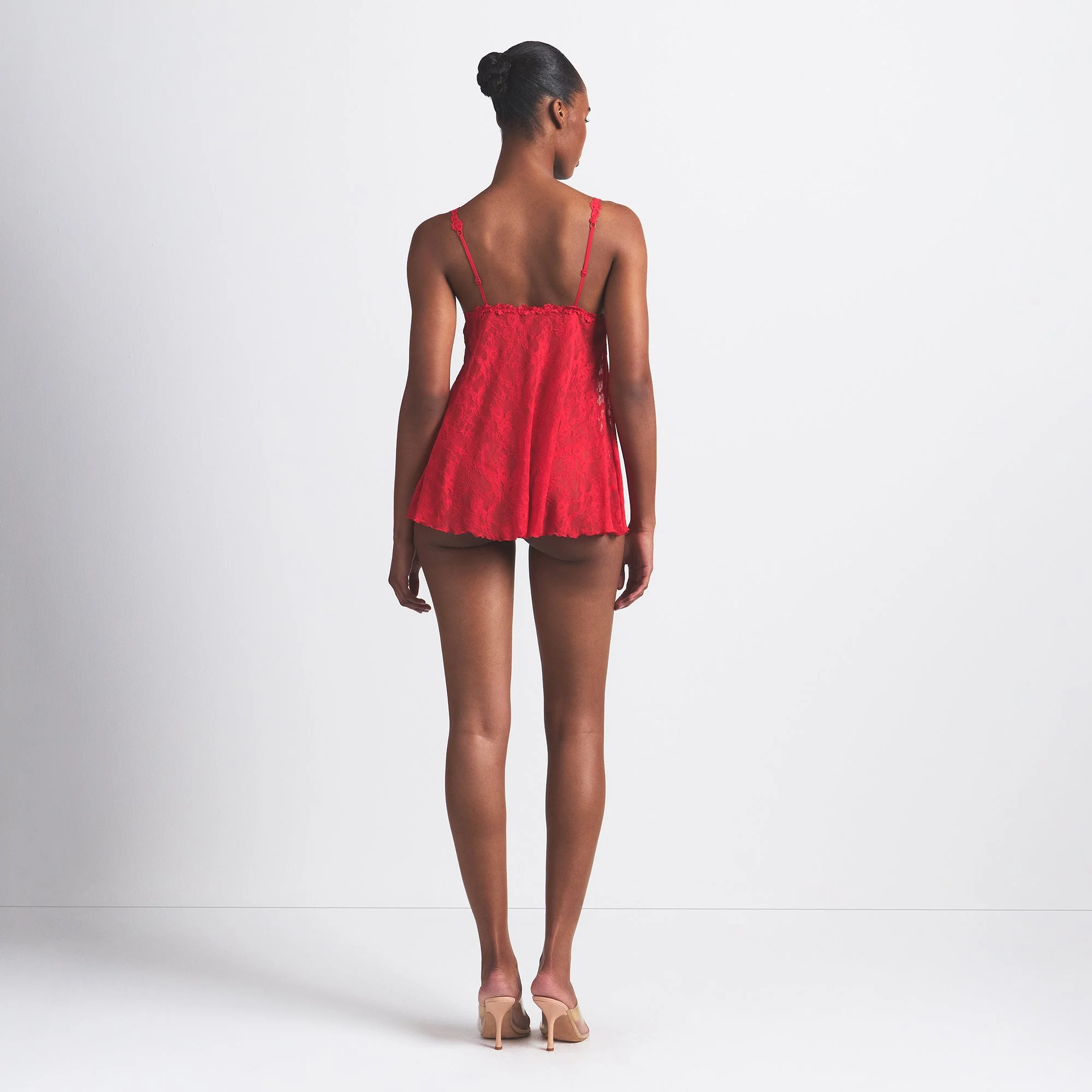 STRETCH LACE SLIP AND THONG SET | RED - Image 5