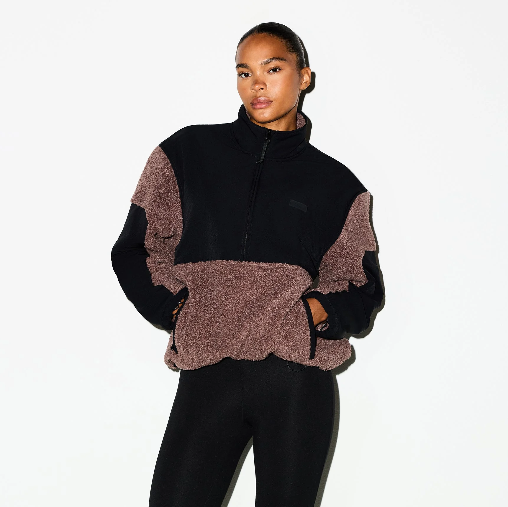 TEDDY OVERSIZED HALF ZIP UP PULLOVER | UMBER - Image 2