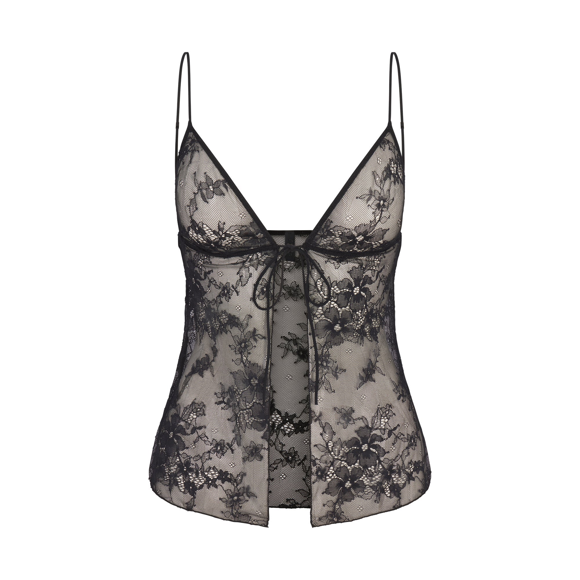 ULTRA FINE LACE TIE FRONT CAMI | ONYX - Image 6