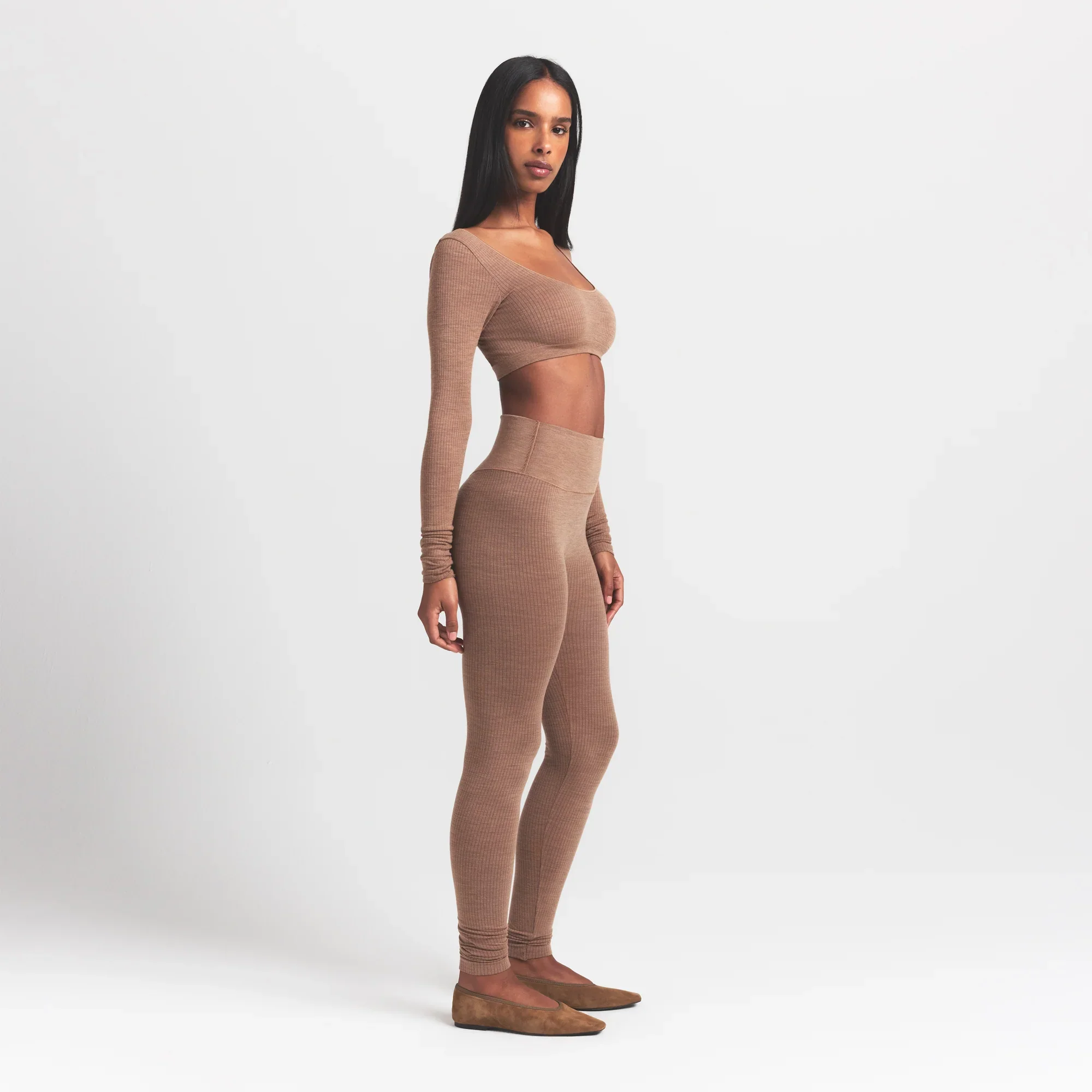 WOOL RIB HIGH-WAISTED LEGGING | SIENNA - Image 3