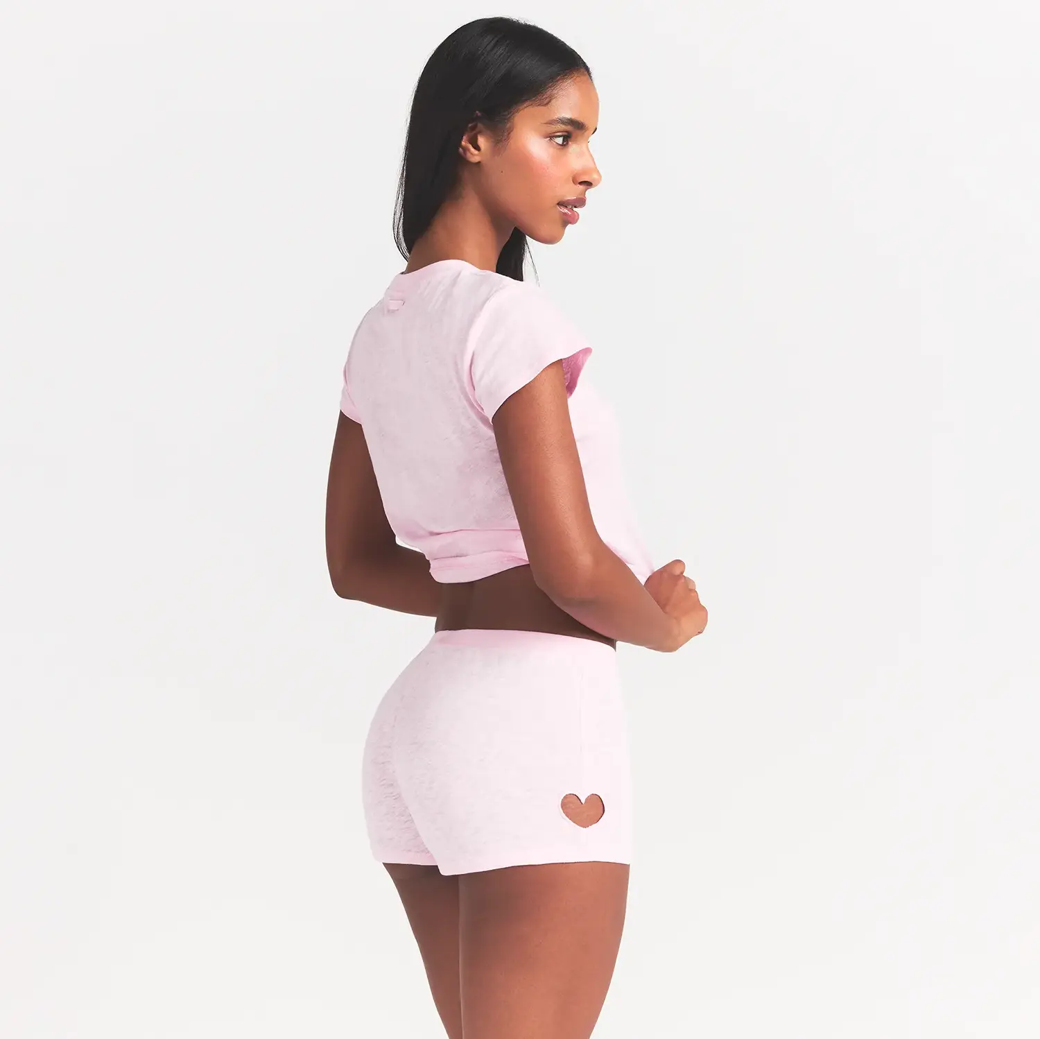 WORN IN JERSEY HEART MICRO SHORT | BABY PINK - Image 3