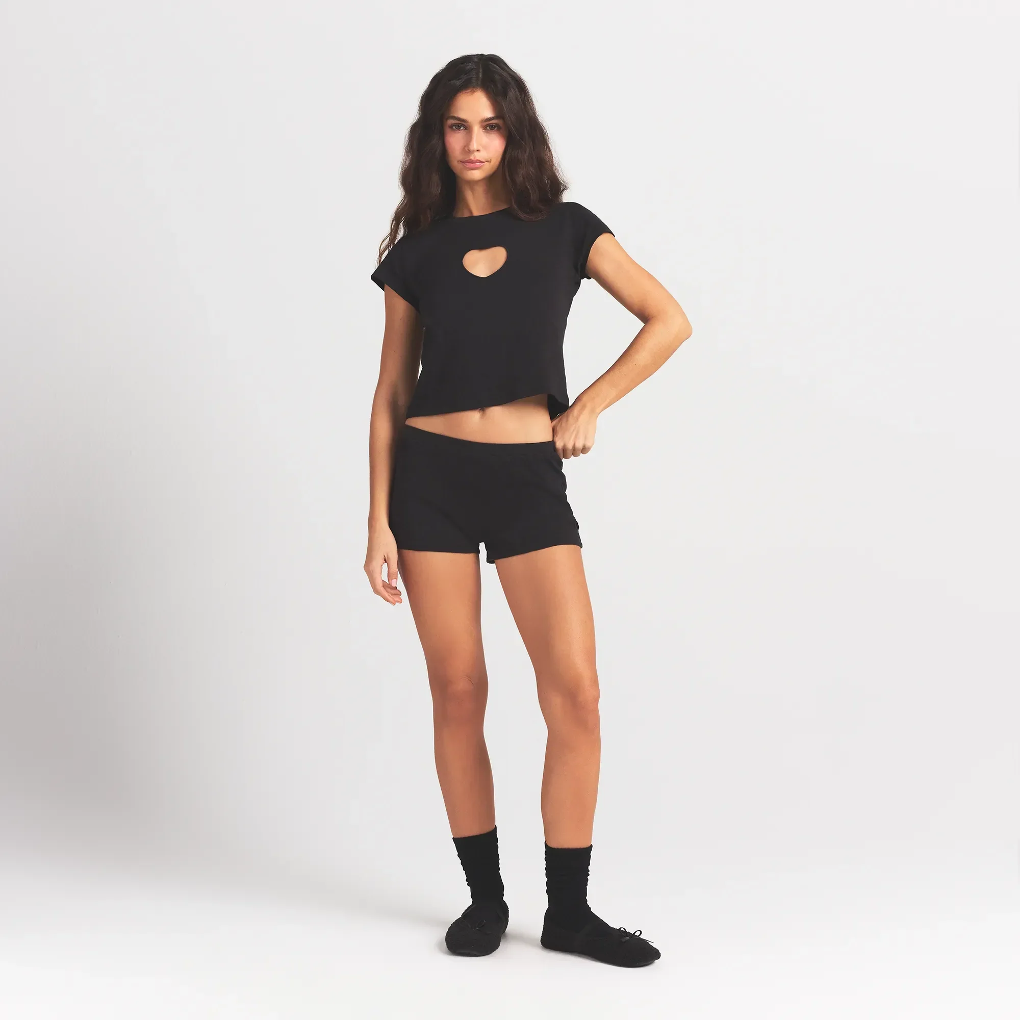 WORN IN JERSEY HEART MICRO SHORT | WASHED ONYX - Image 4