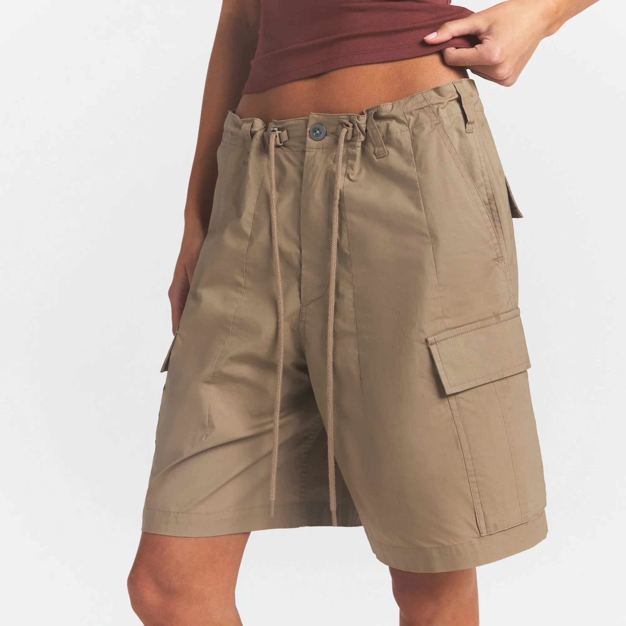 WOVEN COTTON OVERSIZED CARGO SHORT | DESERT - Image 2