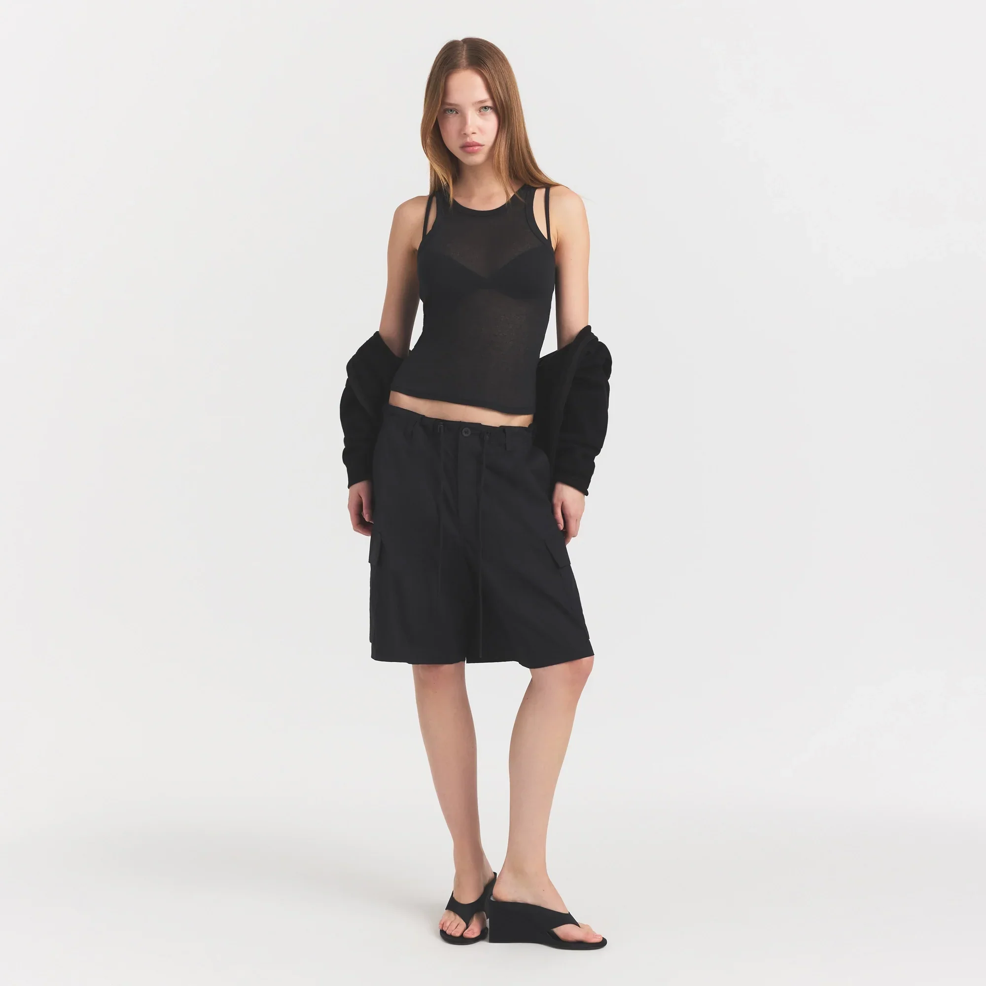 WOVEN COTTON OVERSIZED CARGO SHORT | ONYX