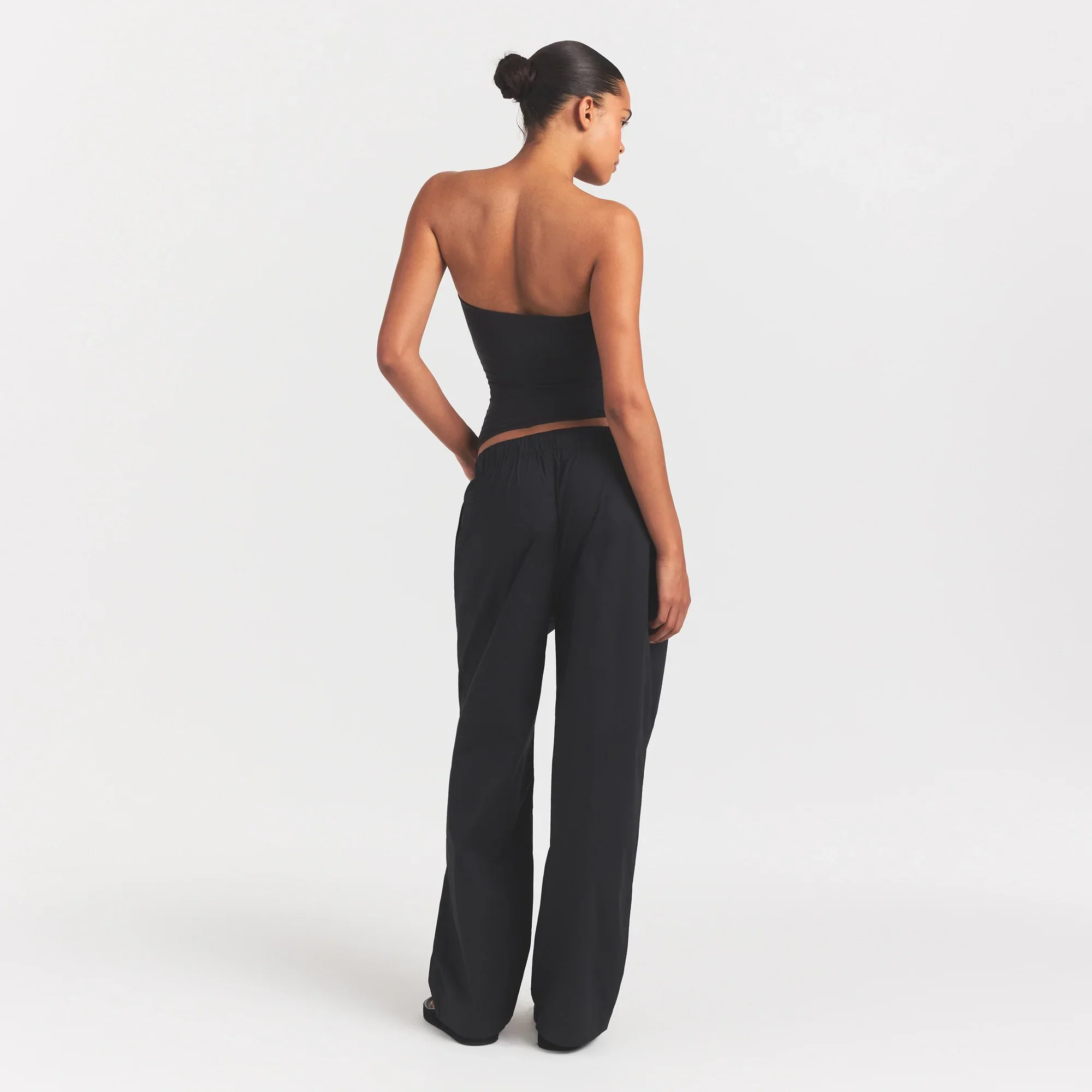 WOVEN COTTON OVERSIZED STRAIGHT LEG PANT | ONYX - Image 4