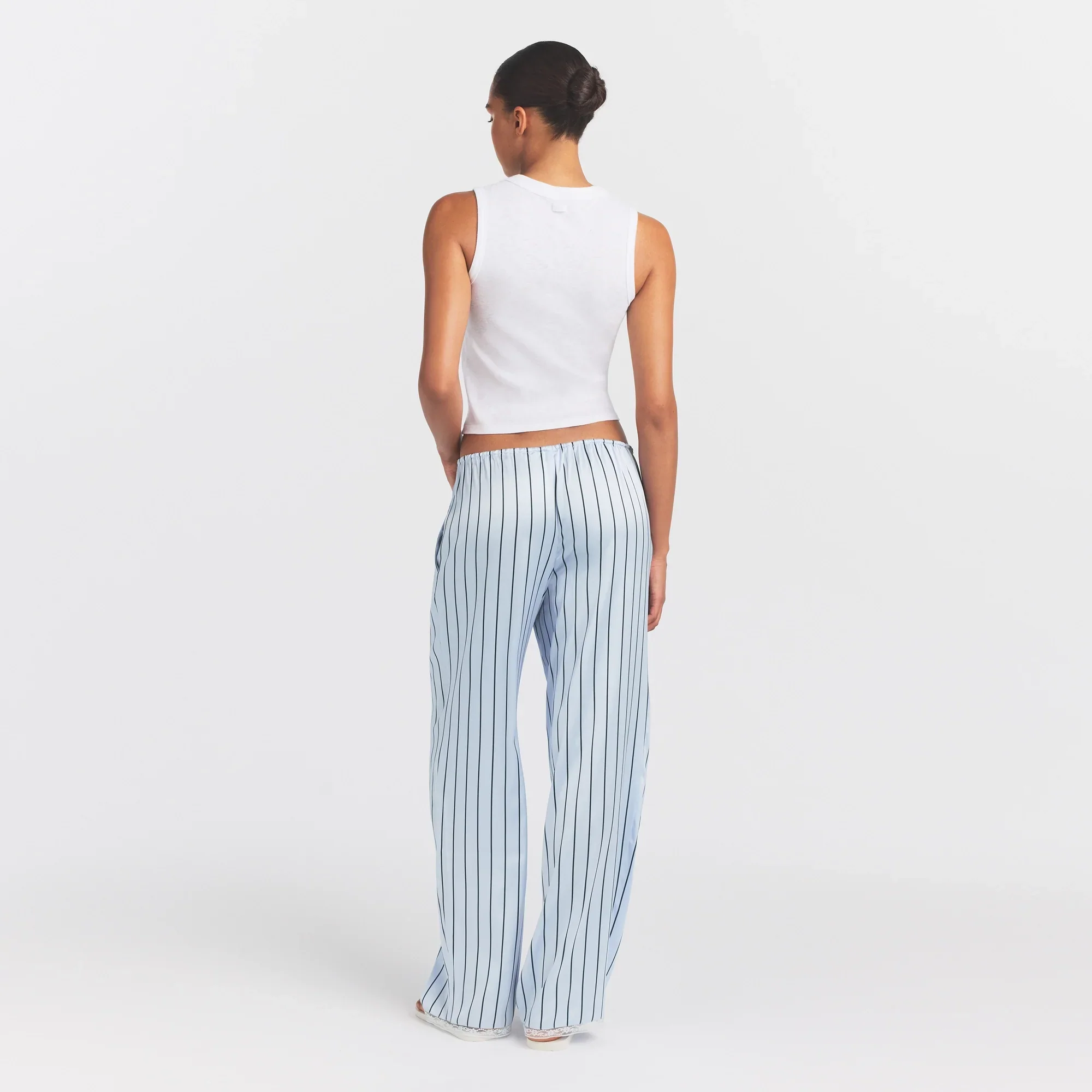 WOVEN SHINE LACE PANT | PERIWINKLE WIDE STRIPE - Image 3